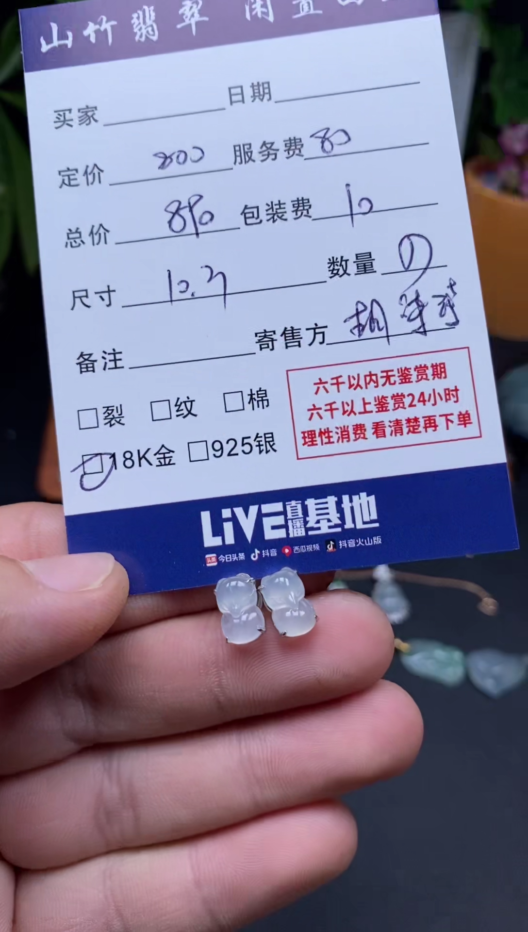 18K金镶嵌翡翠耳饰3001652