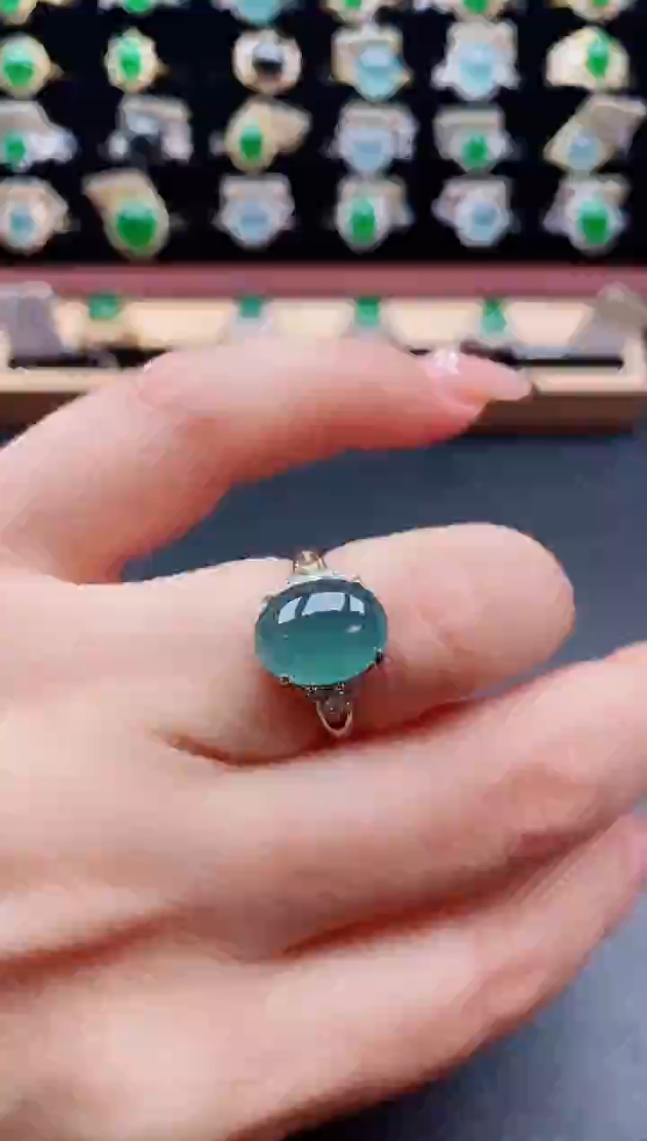 银S925镶嵌戒指翡翠1