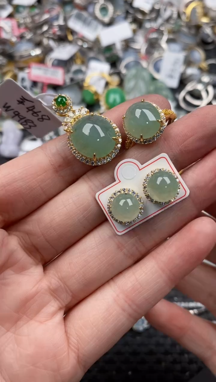 银S925镶嵌戒指翡翠999    8