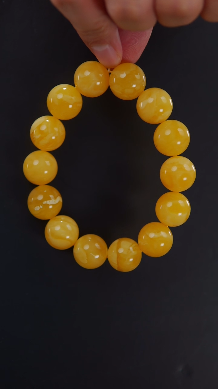 【闪购商品】蜜蜡手链未镶嵌焦皮圆珠手串42.79