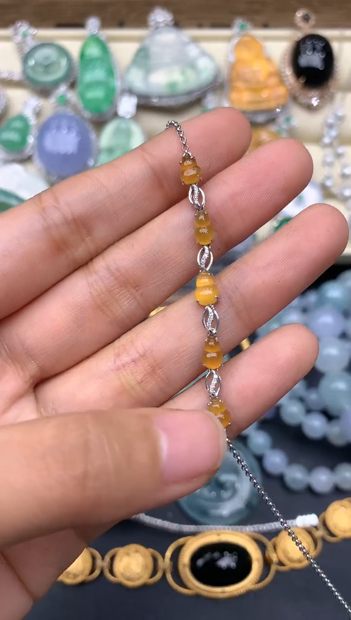 【闪购商品】翡翠手链18K金镶嵌145-中国好珍宝