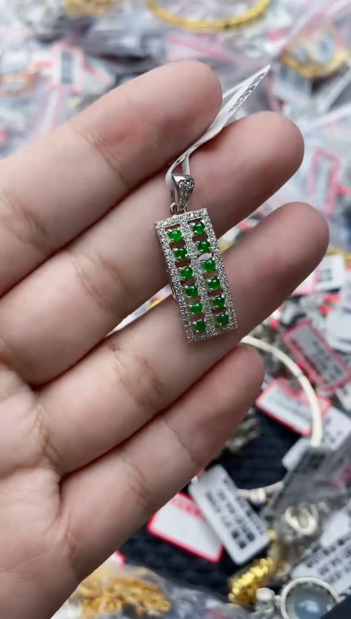 翡翠银S925镶嵌戒指6666---3