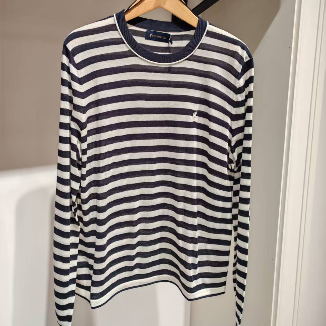 POLOWALK2026年春季女士新款针织衫上衣经典条纹撞色时尚百搭