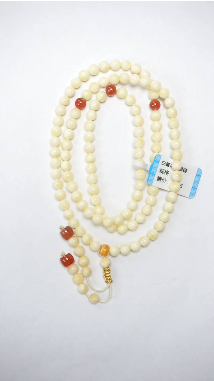 未镶嵌琥珀颈饰白蜡南红项链5mm