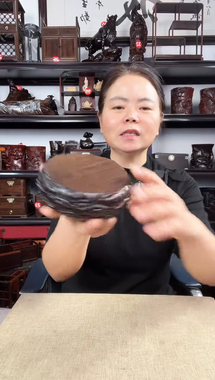 木大云纹圆老李红木工艺品