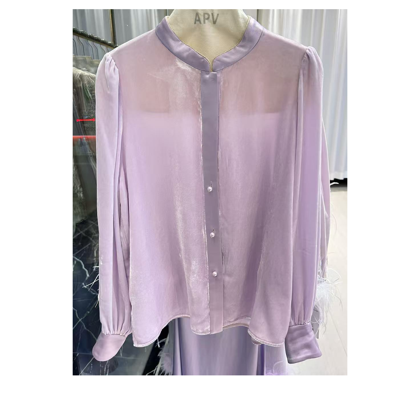 紫色丝绒优雅气质中式立领上衣