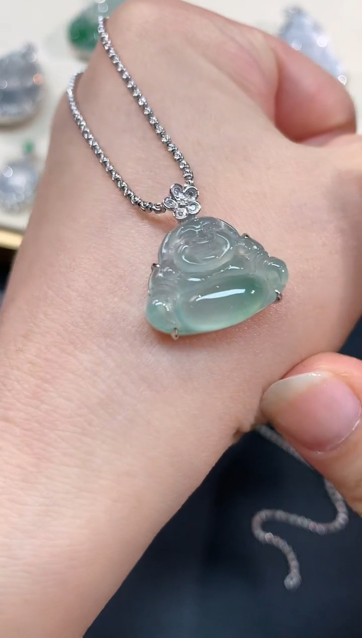 【闪购商品】翡翠吊坠(不含链)18K金镶嵌佛公a132|2980