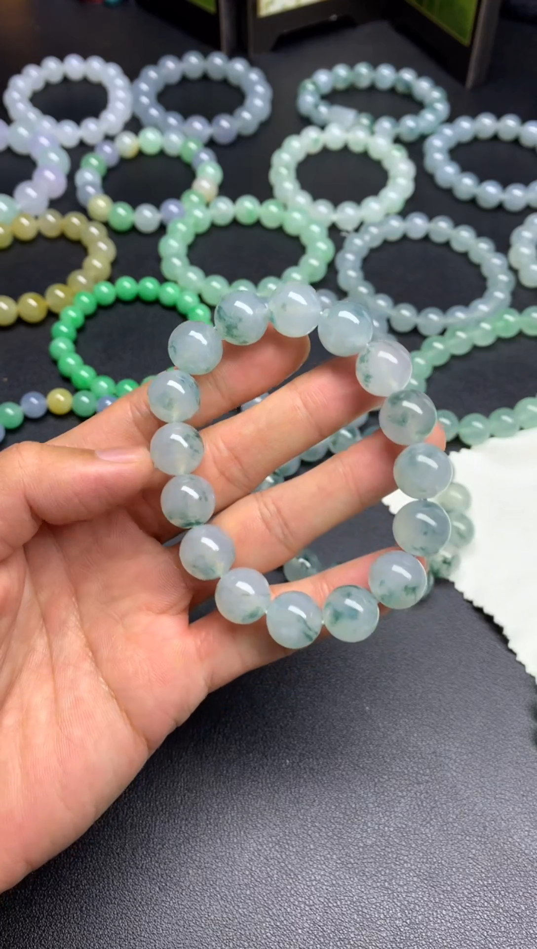 未镶嵌手链翡翠天然翡翠A货冰飘花手串卡13mm