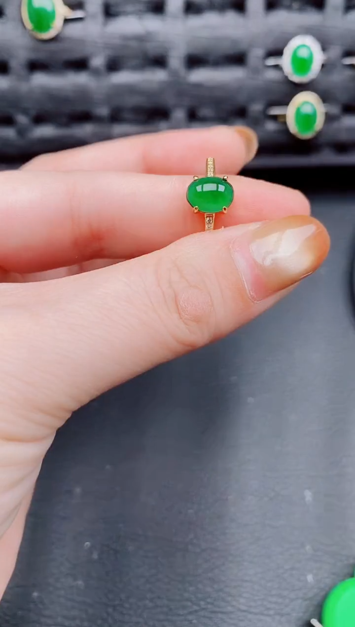【闪购商品】翡翠戒指银S925镶嵌天然a货翡翠448