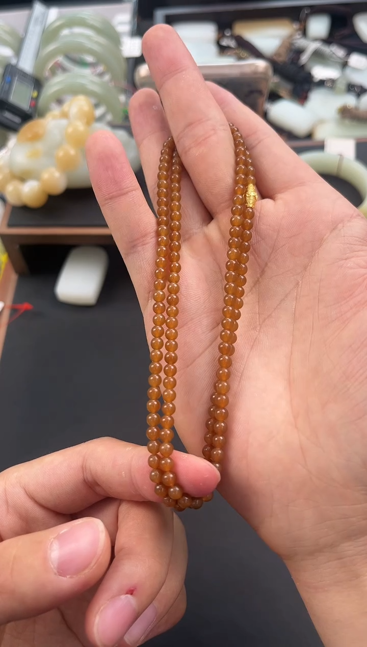 未镶嵌手串和田玉且末金山纯糖项链卡4微色差