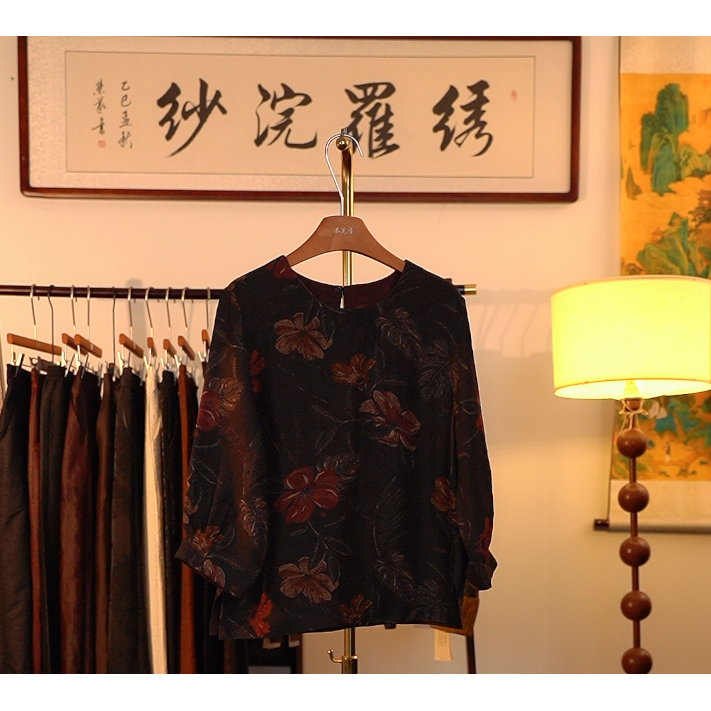 【芦花两岸-香云纱衬衫】中式重工香云纱衬衫4300