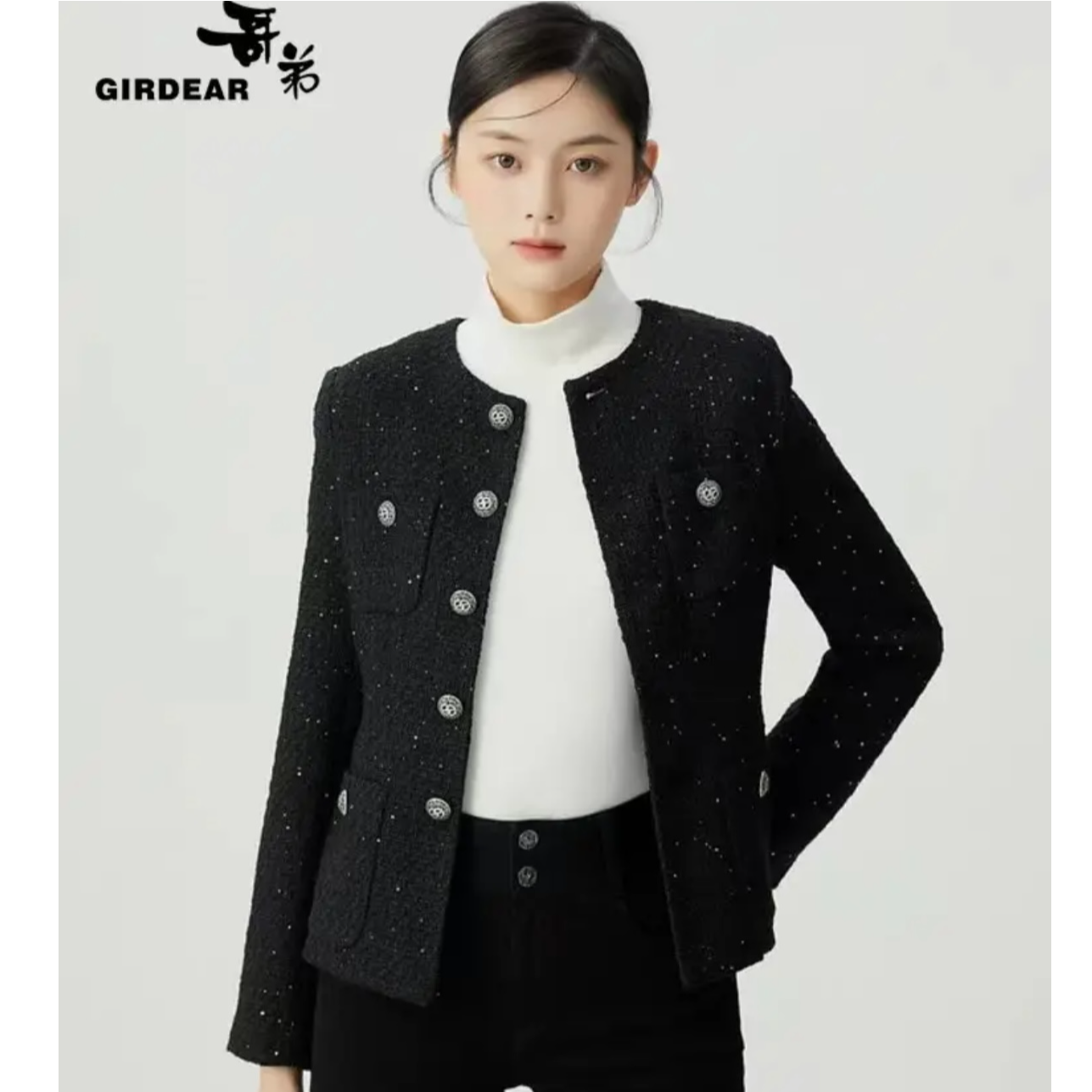 GIRDEAR/哥弟【又见星河】法式收腰气质短款小香风外套上衣 1400722