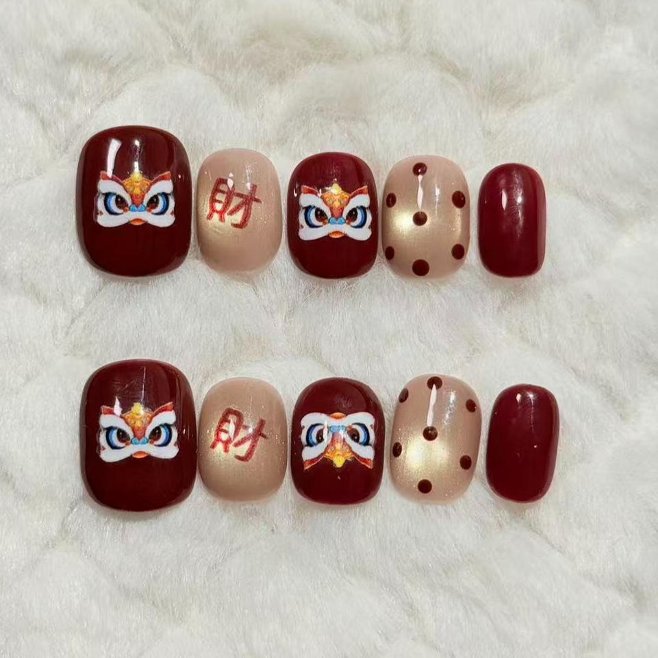 A36【发财醒狮】新年款纯手工秋冬显白气质穿戴甲