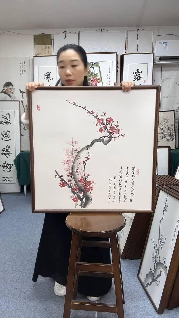国画尺寸70*70木画框京东包邮手绘