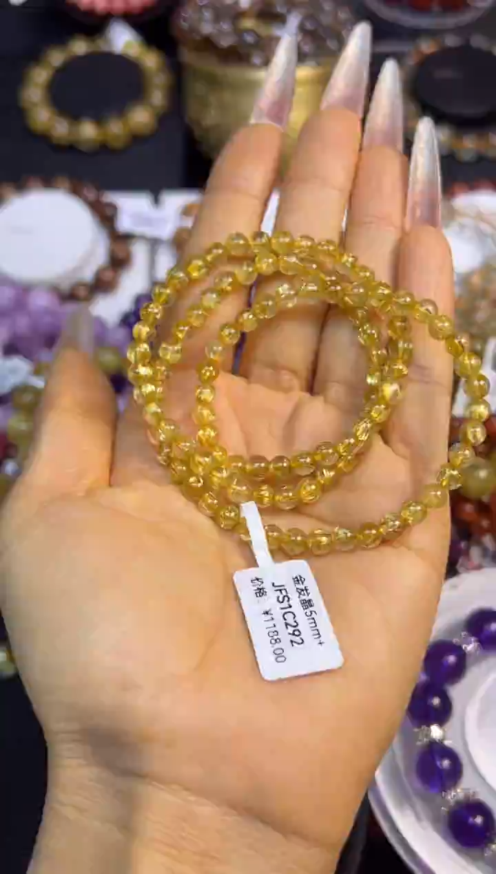 未镶嵌手串水晶金发晶三圈5.2mm