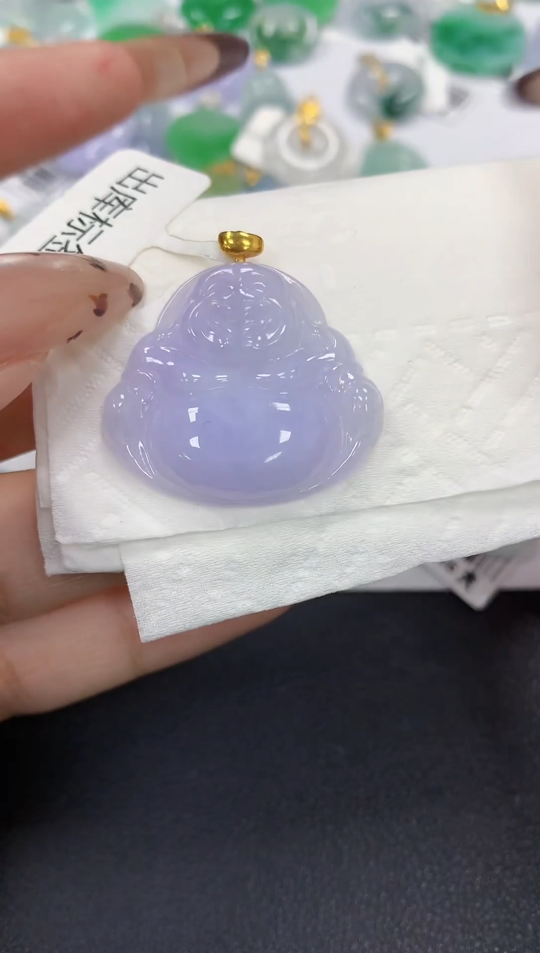 颈饰18K金镶嵌翡翠a货假一赔三支持复检百元上9元证书费自理