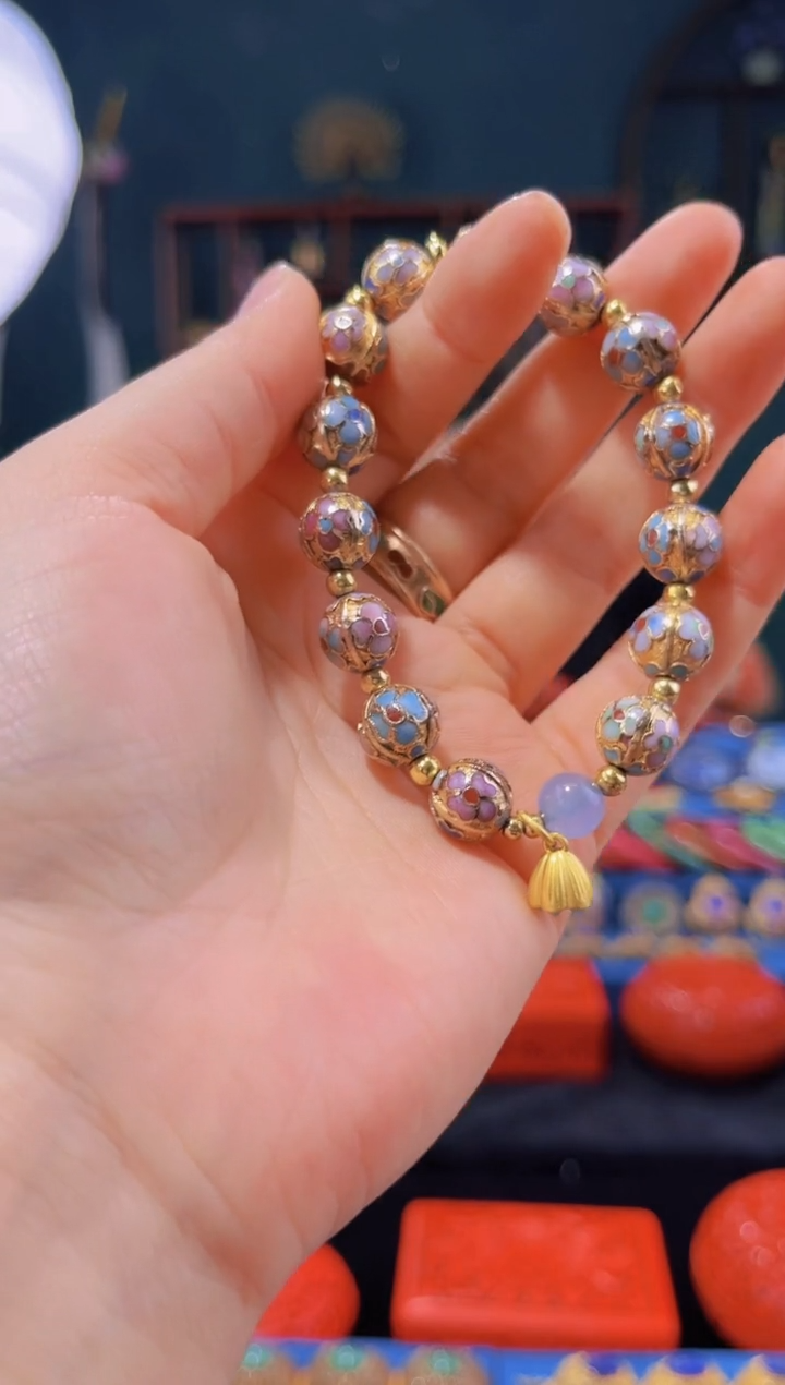 【闪购商品】非遗绝技 景泰蓝金地瓜棱手串 蓝