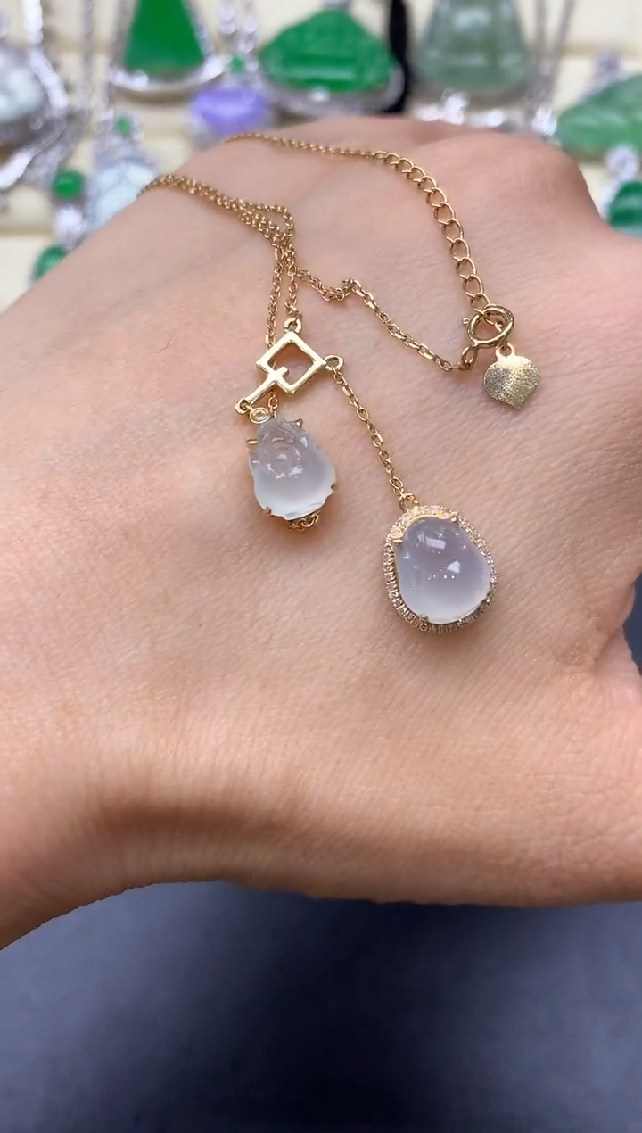 颈饰18K金镶嵌翡翠422-中国好珍宝