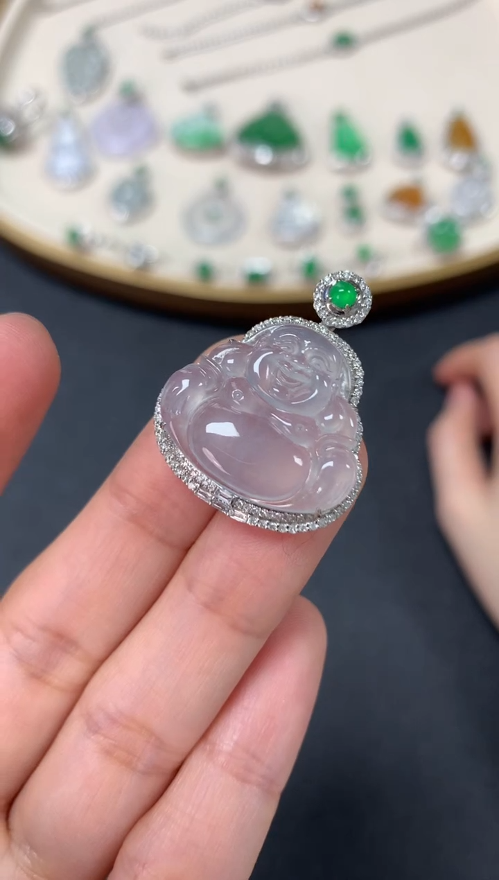 【闪购商品】翡翠吊坠(不含链)18K金镶嵌7500