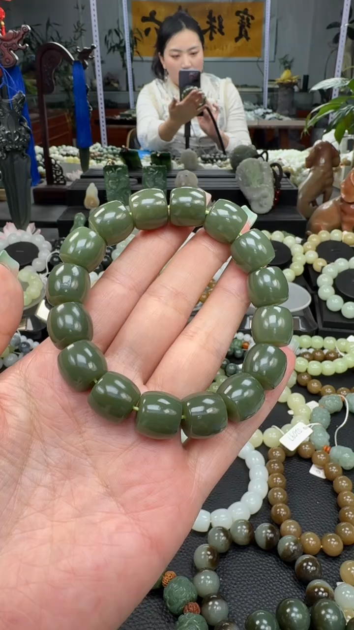 未镶嵌手串和田玉新疆若羌青黄口卡14
