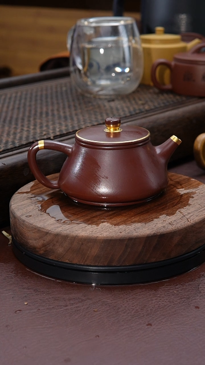 【闪购商品】紫砂茶壶紫砂壶朱泥石瓢描金