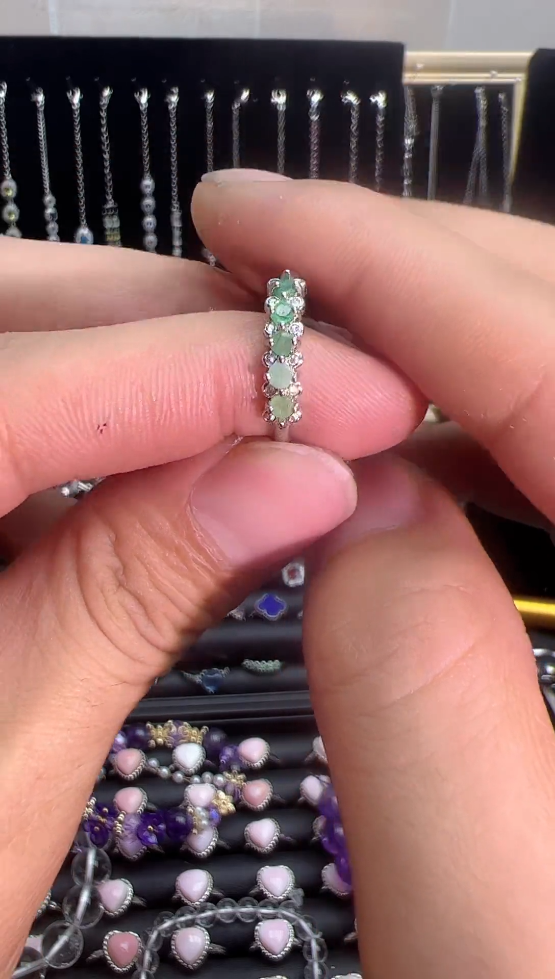 【闪购商品】祖母绿戒指银S925镶嵌0000