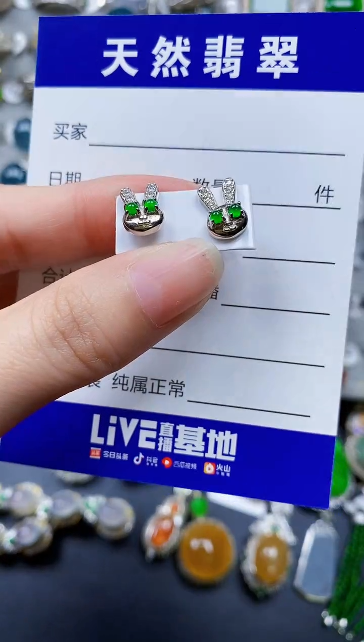 翡翠银S925镶嵌耳饰0112