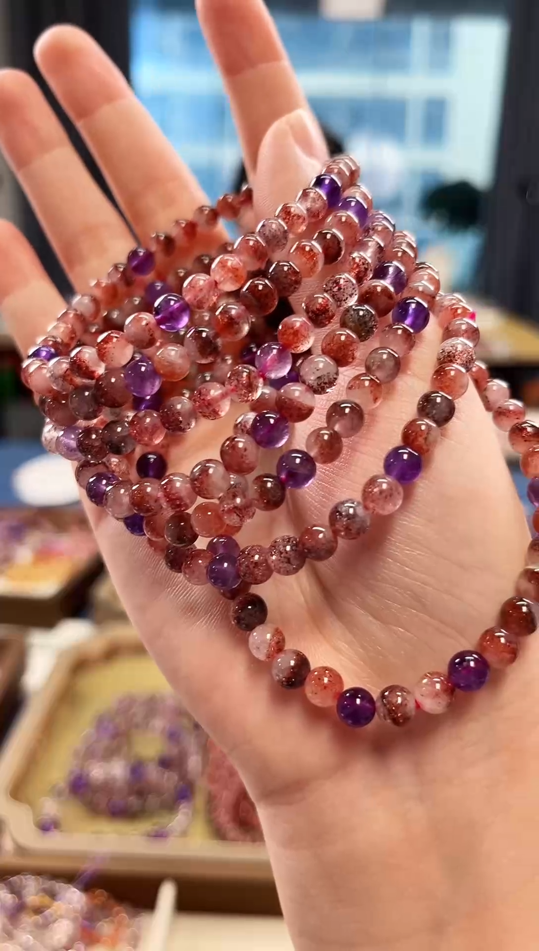 未镶嵌手串水晶桃花醉超七单圈手串5mm【多样性发一】