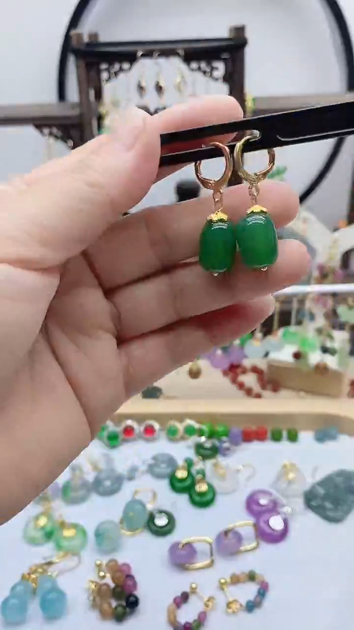 14K金镶嵌耳饰玛瑙/玉髓61