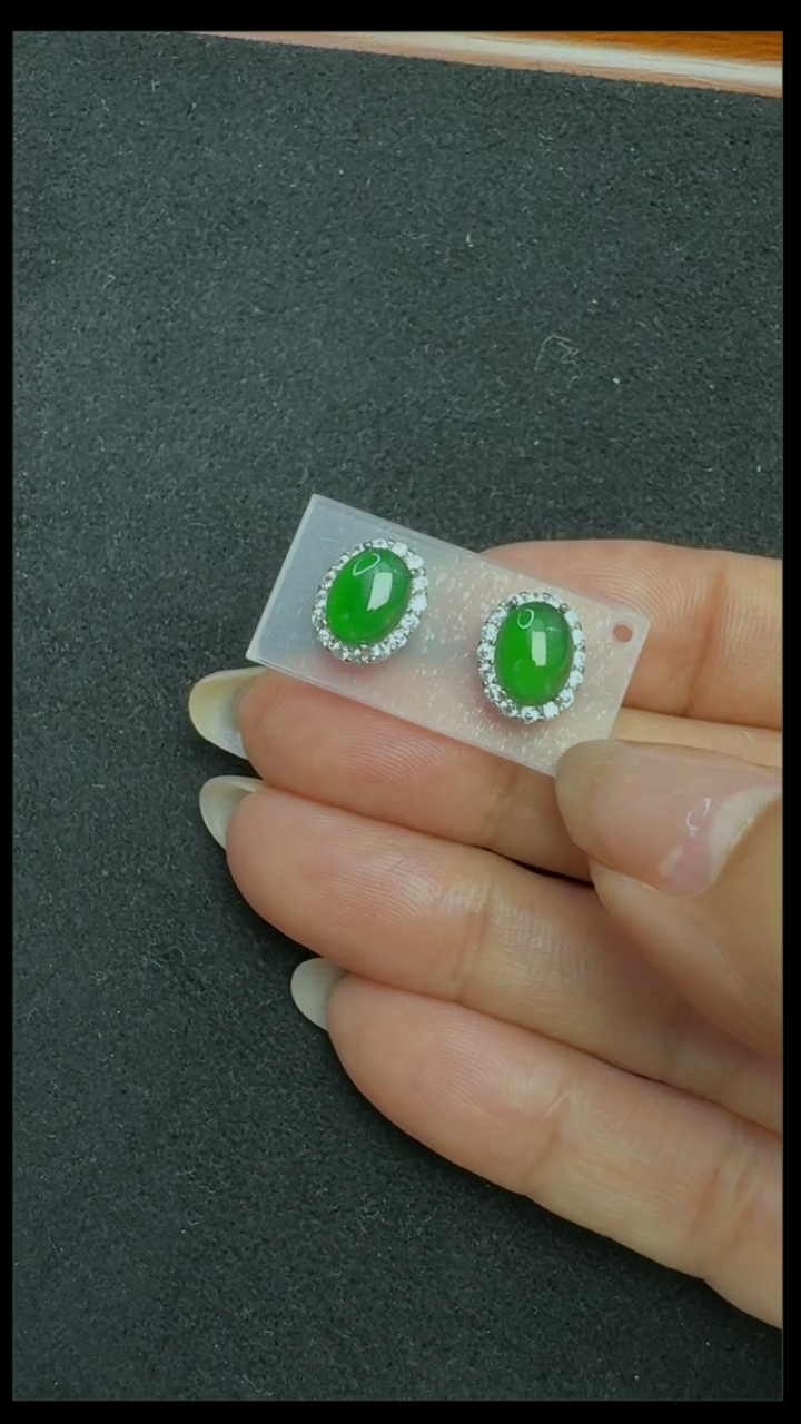 【闪购商品】翡翠耳饰银S925镶嵌蛋面