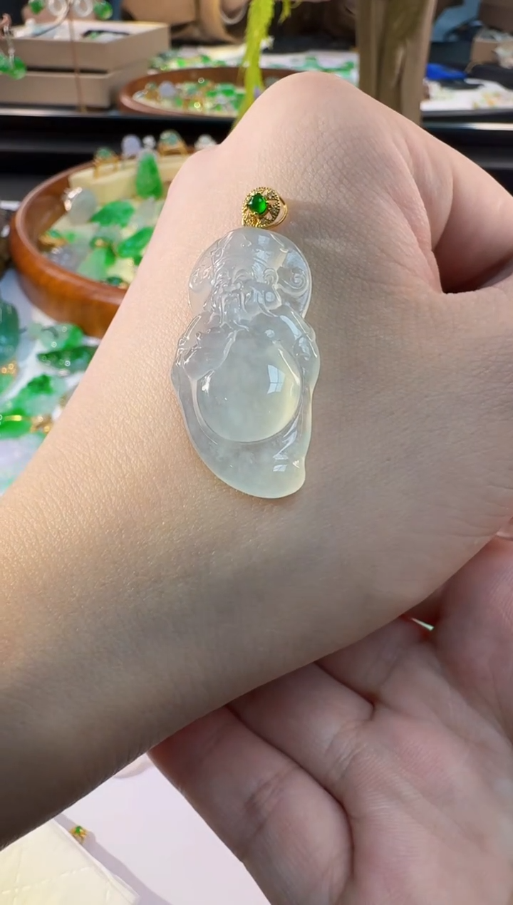 【闪购商品】翡翠颈饰18K金镶嵌缅甸翡翠A货吊坠