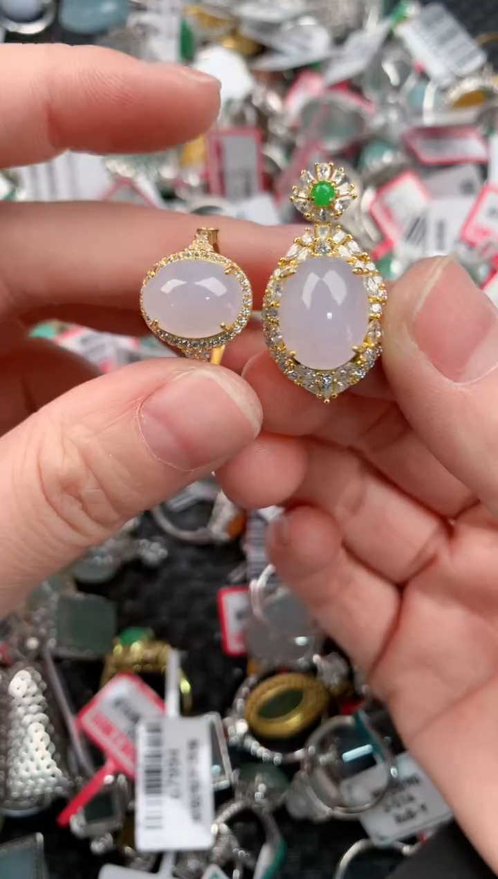 银S925镶嵌戒指翡翠666---2