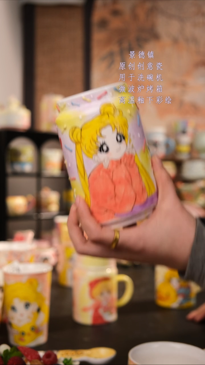 摆件陶小**乖旺的可以陶瓷手工手绘创意设计款陶瓷