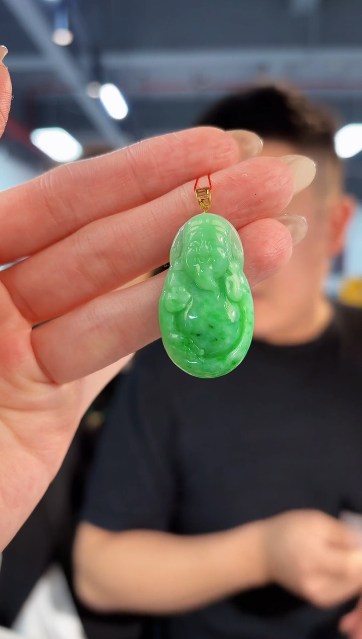 【闪购商品】翡翠颈饰18K金镶嵌缅料A货/支持复检/一件