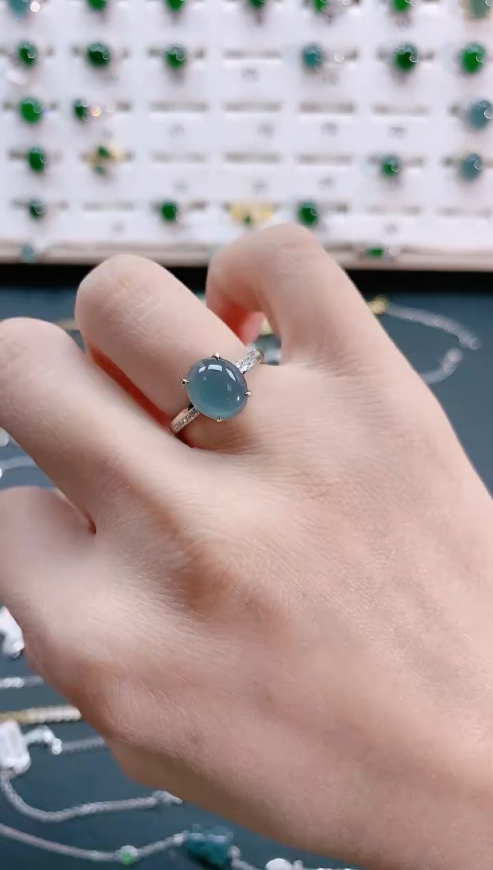 【闪购商品】翡翠戒指银S925镶嵌天然翡翠