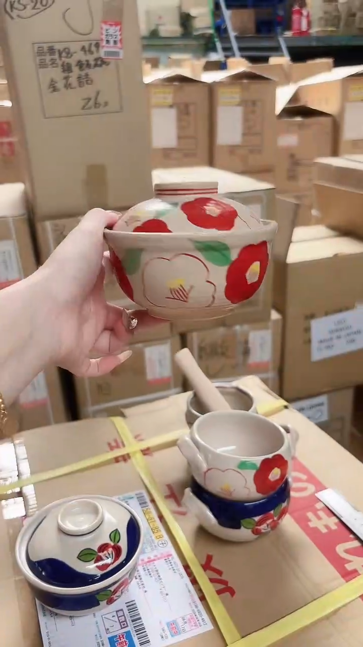 陶瓷濑户烧盖碗进口一个