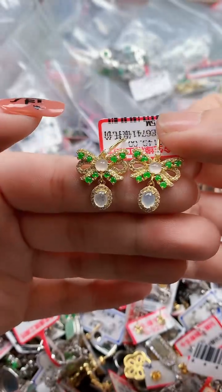 银S925镶嵌戒指翡翠天然A货缅甸翡翠