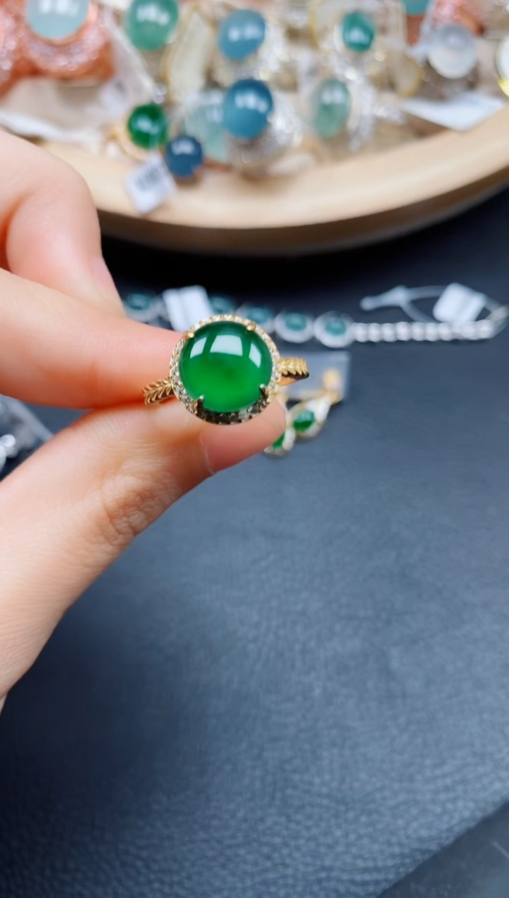 【闪购商品】翡翠戒指银S925镶嵌翡翠
