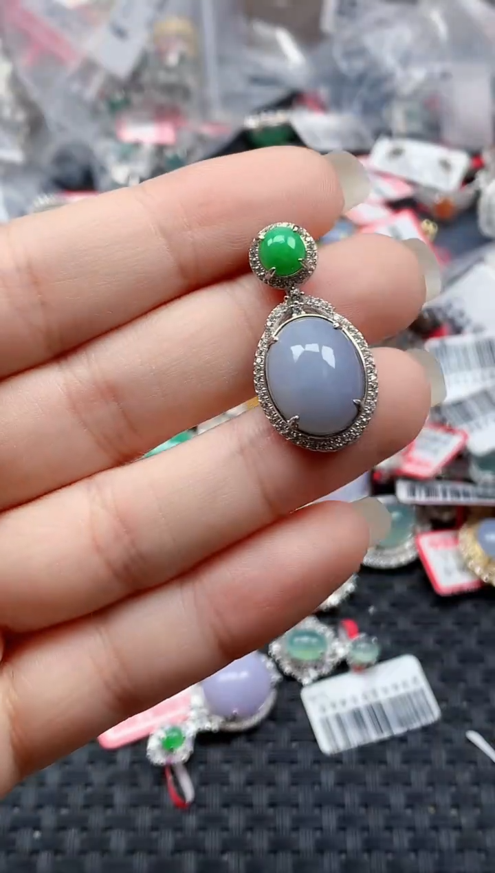 银S925镶嵌戒指翡翠天然A货缅甸翡翠