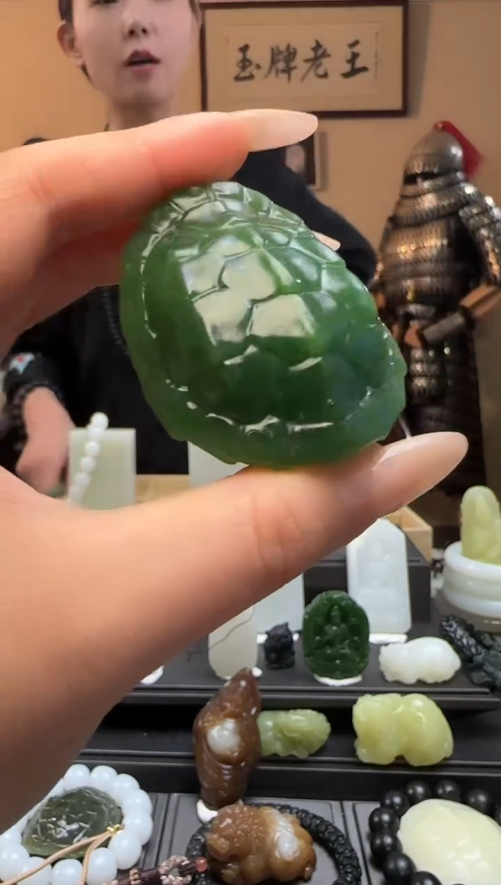 【闪购商品】和田玉碧玉富甲天下未镶嵌手把件