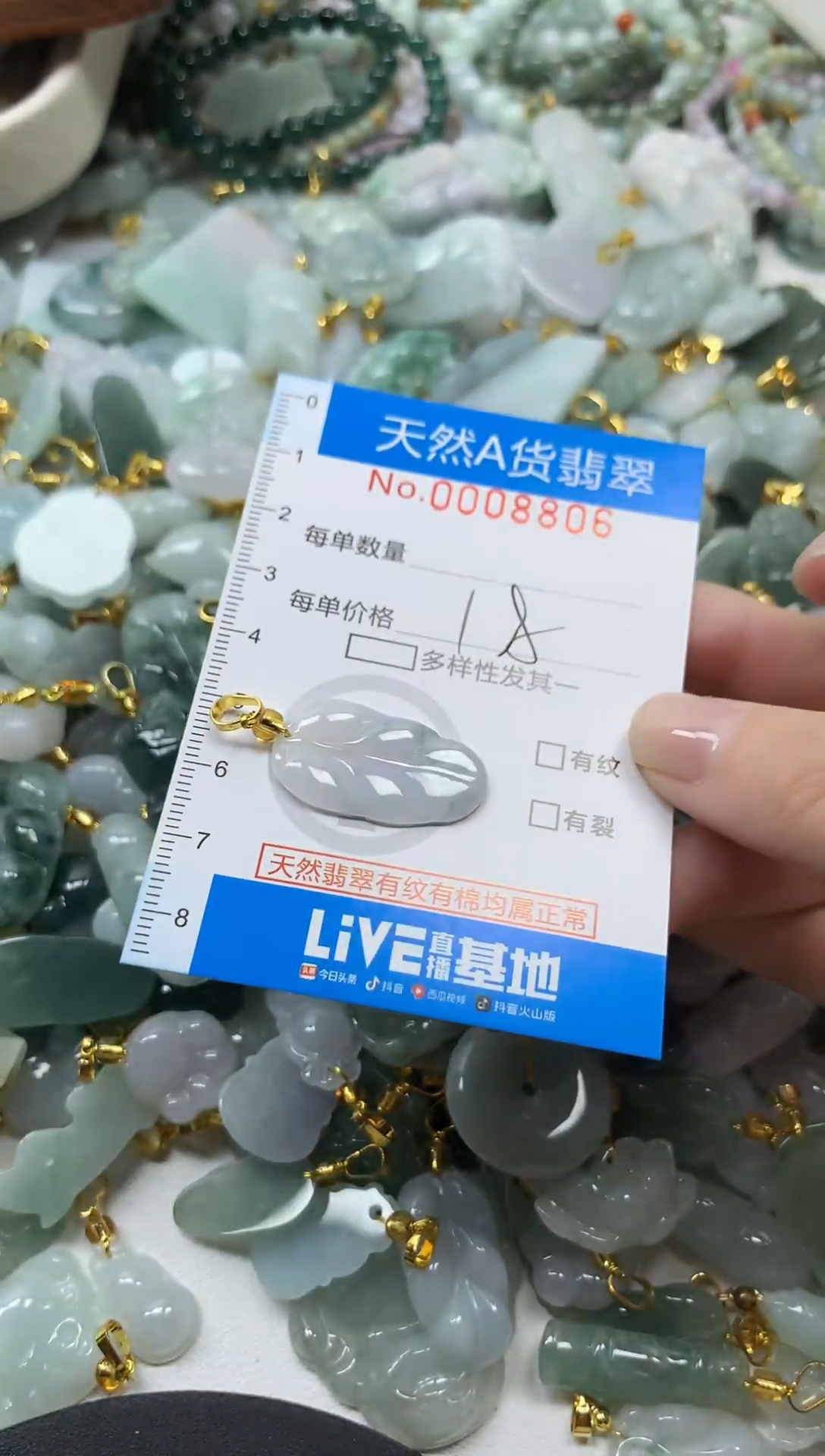 颈饰未镶嵌翡翠净货挂件-8806