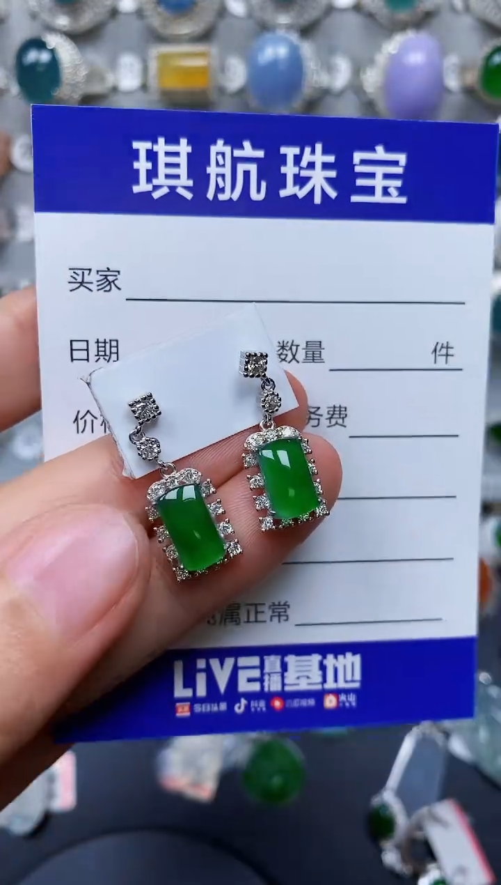 【闪购商品】翡翠耳饰银S925镶嵌0484