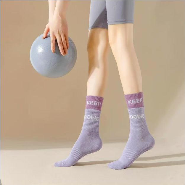 「灯牌发2双」瑜伽袜子防滑中筒室内运动健身普拉提舞蹈地板袜