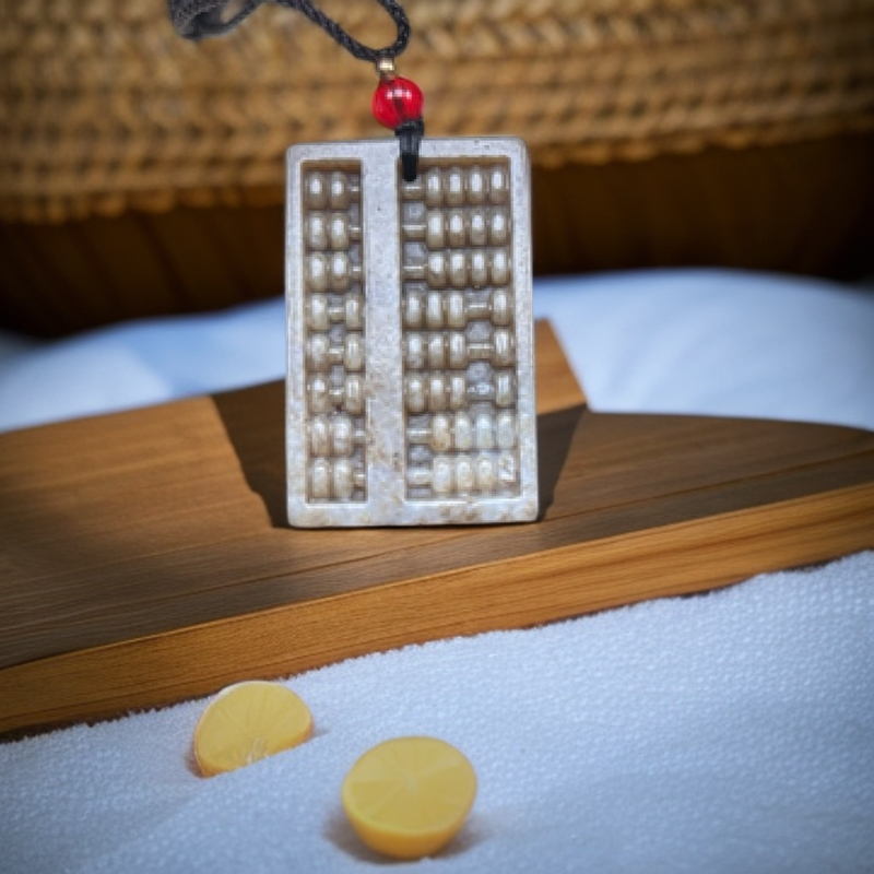 保真和田玉算盘时尚吊坠百搭精雕拍一发一手工精致气质