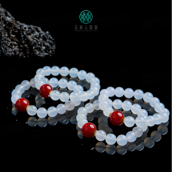 石惑珠宝%玛瑙单圈圆珠手串约10mm%多样性发一