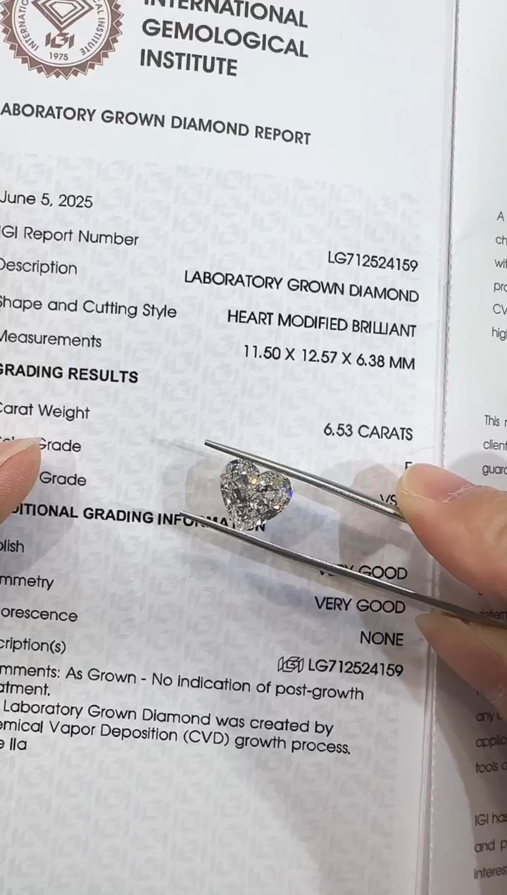 裸石实验室培育钻石@ 6.53ct 先鉴赏，再定制！