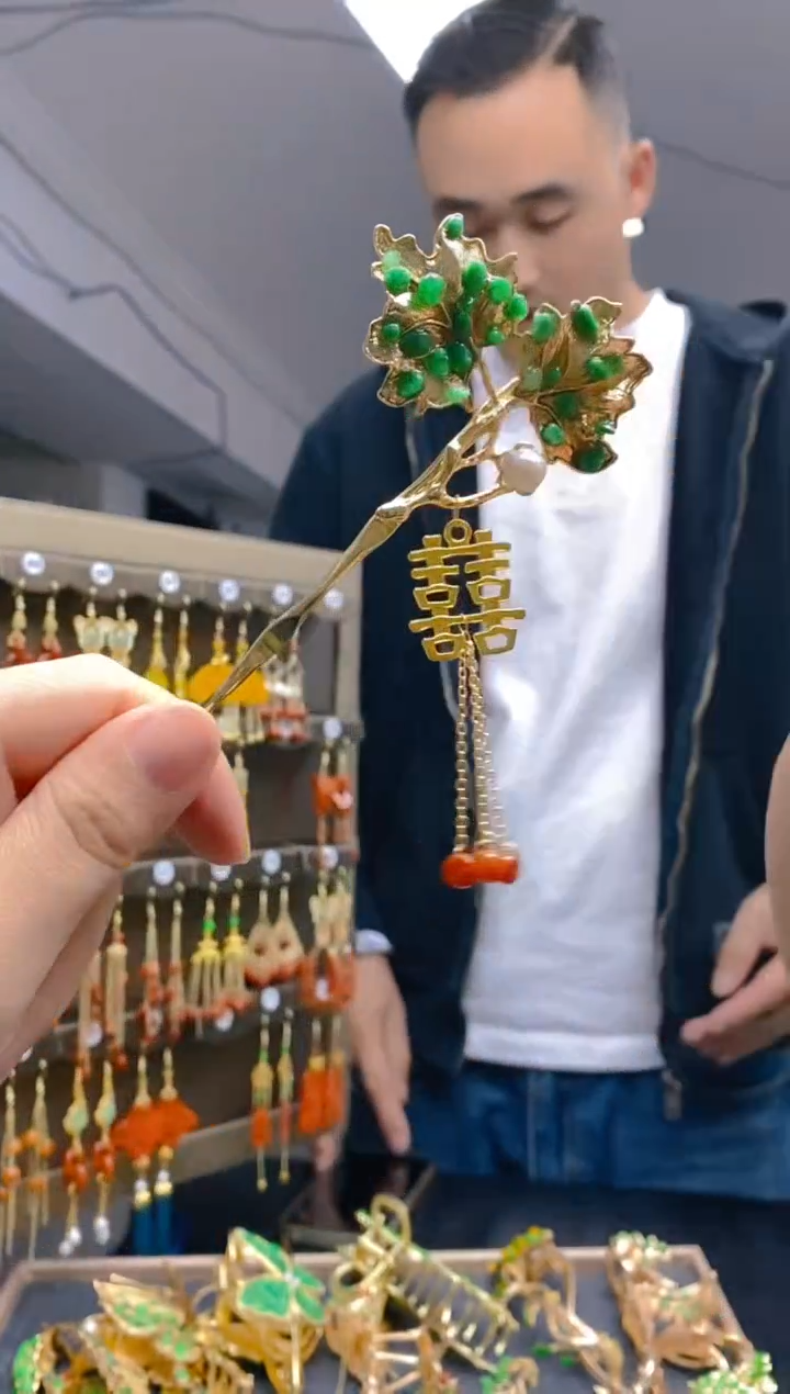 【闪购商品】翡翠耳饰合金0127翡翠发簪