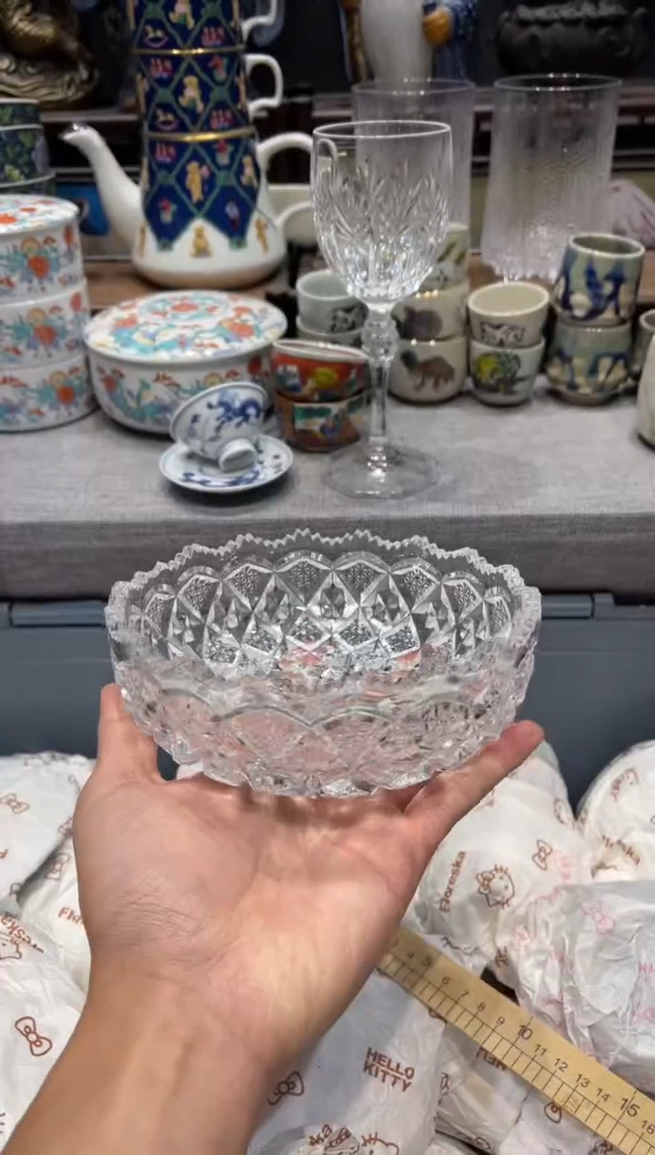 瓷片水晶大钵 轻微瑕疵