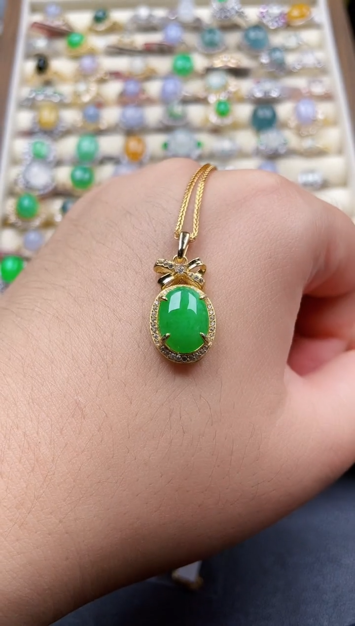 颈饰银S925镶嵌翡翠151