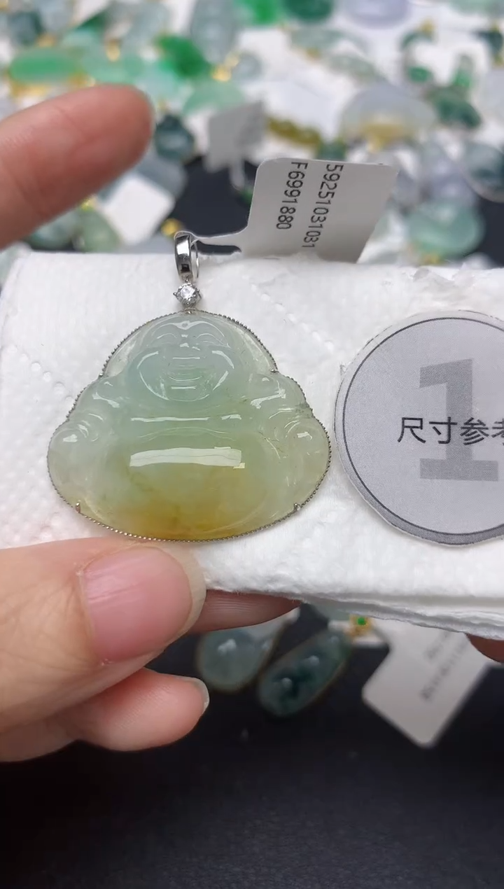 颈饰18K金镶嵌翡翠天然缅甸A货翡翠